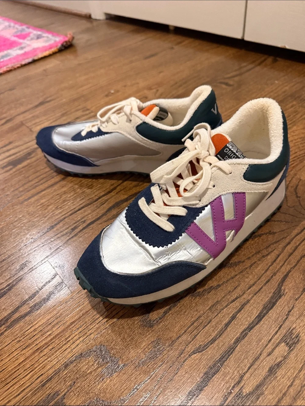 Vintage Havana Navy, Purple & Cream Retro Athletic Sneakers